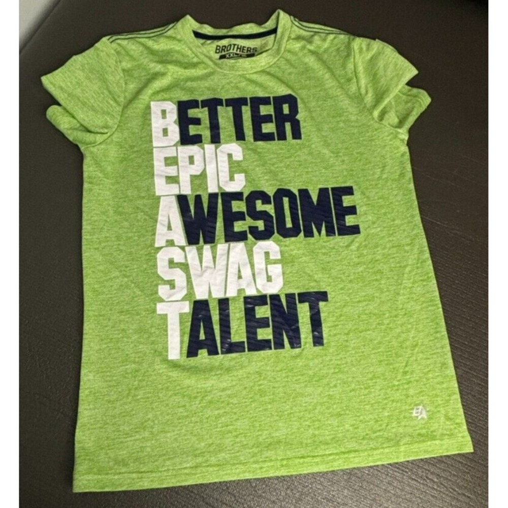 Brother's Cool Gear Boy's T Shirt Size 16/XXL | Short Sleeve Green "BEAST"